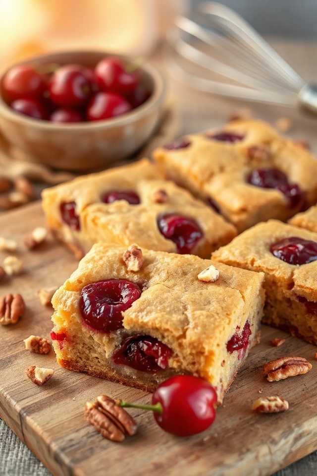 baking sweet cherry blondies