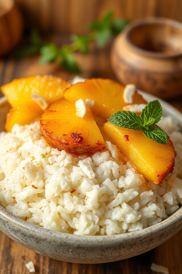 coconut rice with caramelized pineapple