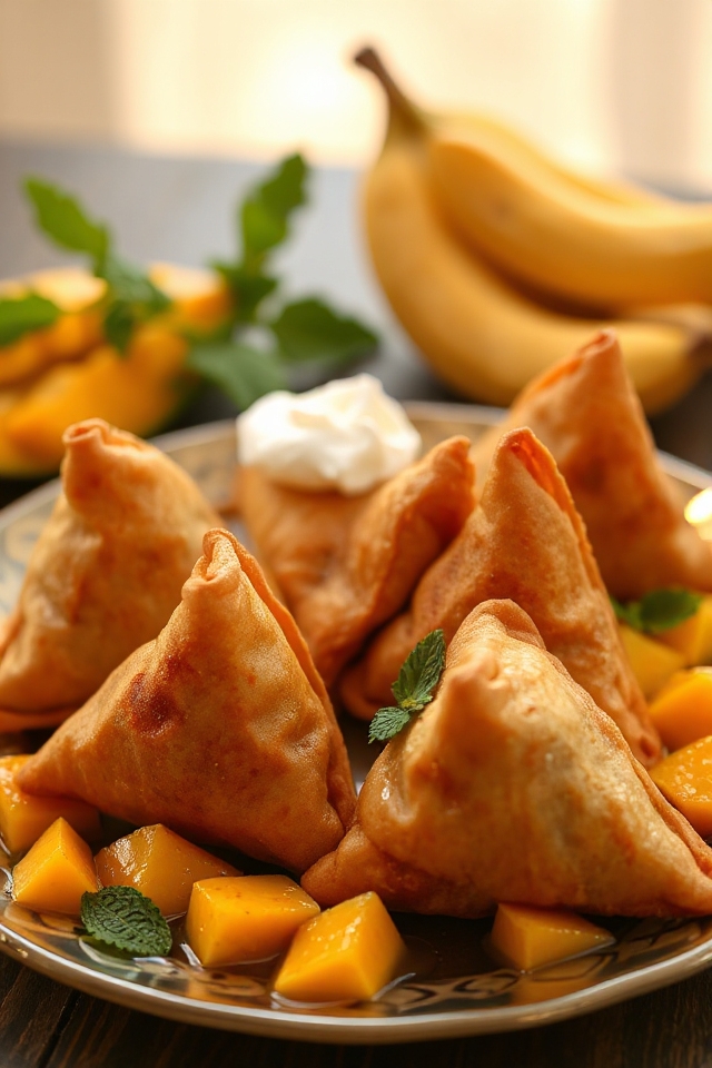 mango filled crispy sweet samosas