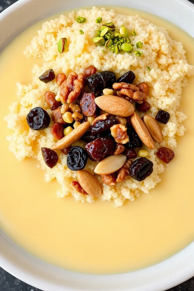 sweet couscous custard dessert