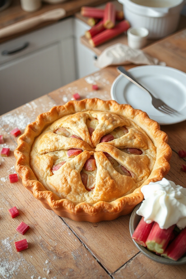 sweet cream rhubarb pie