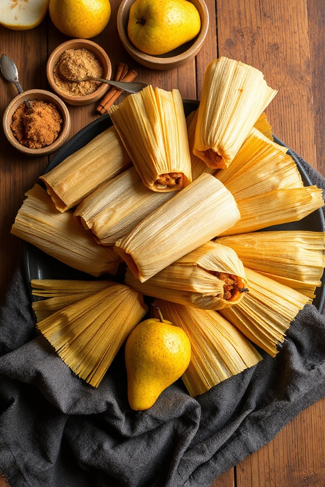 sweet tamales with pears
